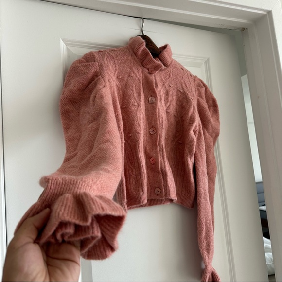 Farm Rio Light Pink Ruffle Knit Cardigan - Picture 2 of 9